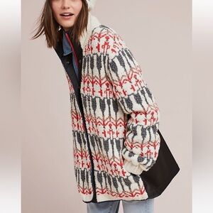 Anthropologie Sleeping on snow fair isle fleece jacket size small NWT